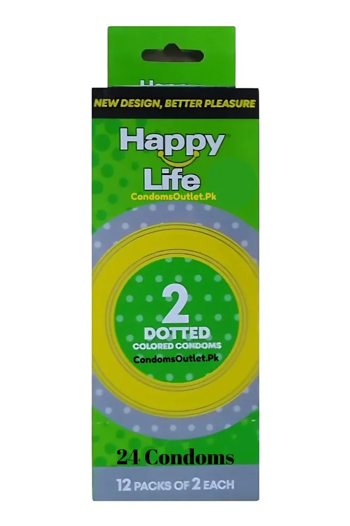 Happy Life Dotted Two Colored Condoms 2’S (24 pieces)