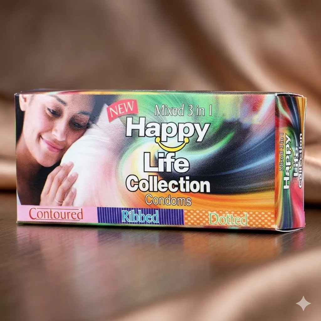 Happy Life Collection 3’S (Contoured, Ribbed, Dotted) Condoms