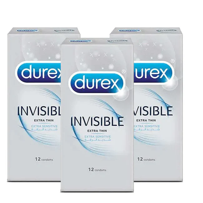 Pack of 3 Durex Invisible Condoms of 12(With Private Packing 🔞)