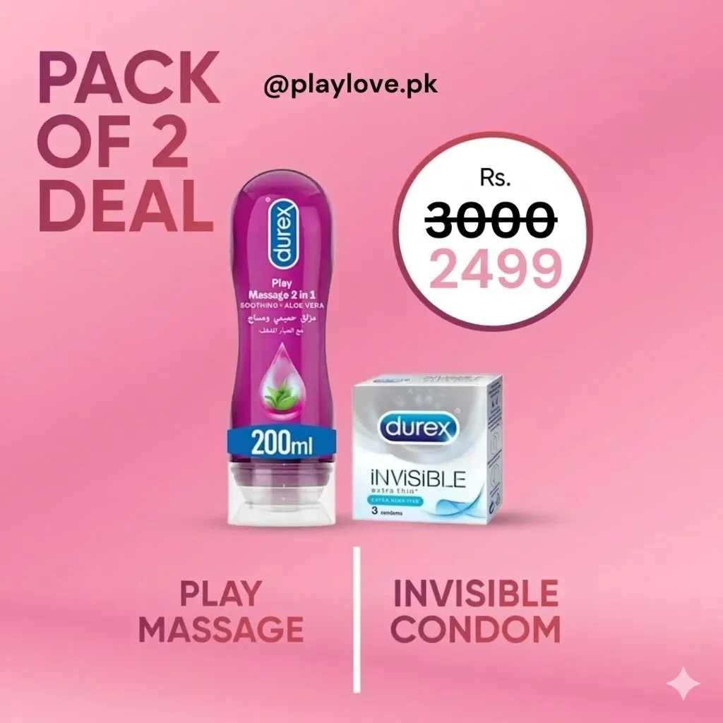 Pack Of 2 – Pay Massage 2 In 1 Aloe Vera Gel 200ml + Invisible Extra Thin Condoms 3’S